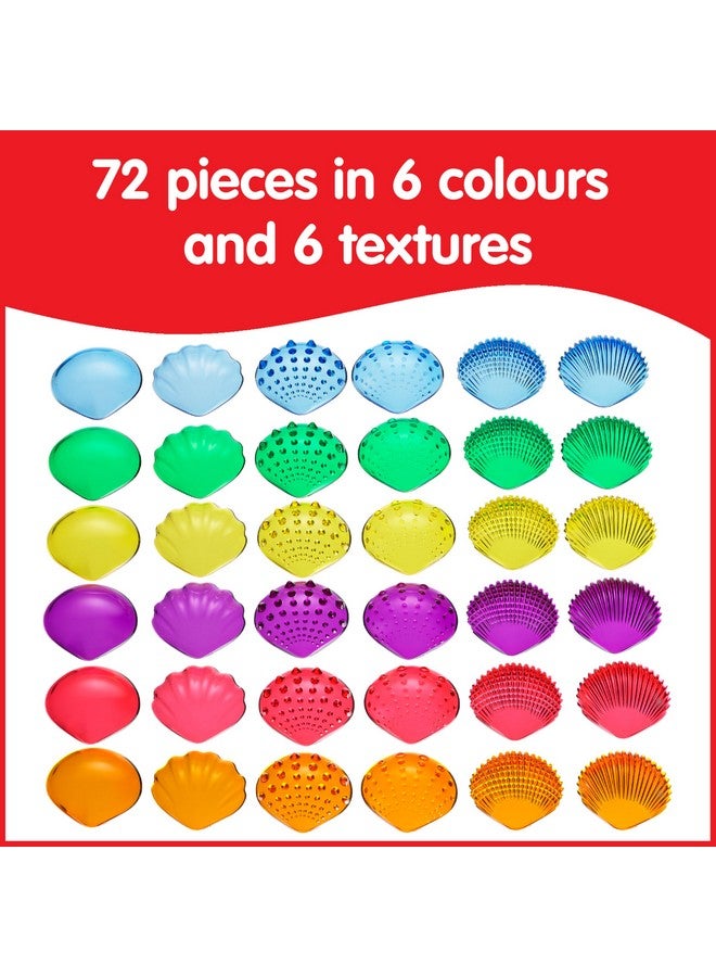 edxeducation edxeducation-13841 Tactile Shells - Set of 72 - Translucent - 6 Textures and Colors - Ages 18m+ - Explore STEM concepts via Light Panels and Sensory Bins  - Image 3