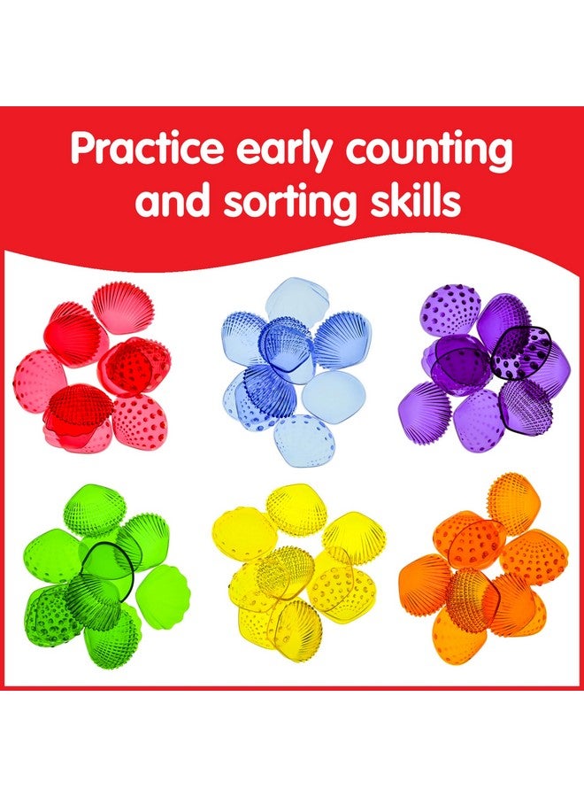 edxeducation edxeducation-13841 Tactile Shells - Set of 72 - Translucent - 6 Textures and Colors - Ages 18m+ - Explore STEM concepts via Light Panels and Sensory Bins  - Image 5