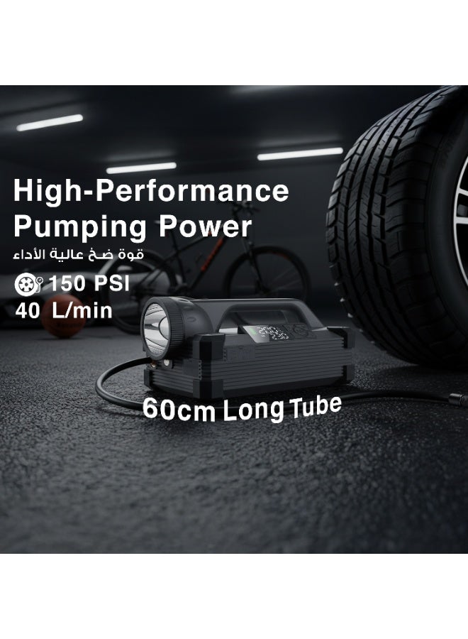 GREEN LION JX66 Jump Starter 24000mAh 88.8W / Pump / 4 Inflation Modes / Powerful LED Flashlight Best for Camping / Digital Display / 6000A Peak Current - Black - Image 4