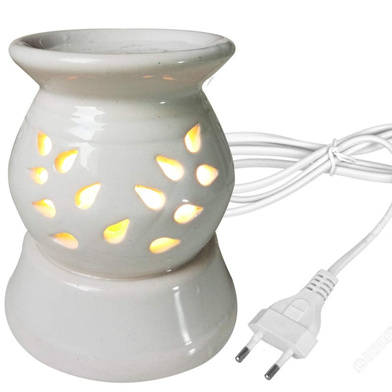 Luxantra Luxantra Ceramic Electric Aroma Diffuser Night Lamp Light with Lemongrass Lavender Aroma Oil 10ml Each for Home Office Hotel Spa - Image 2
