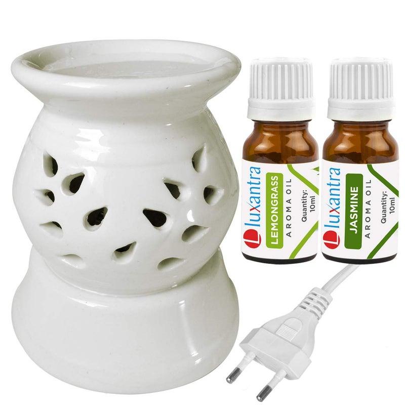 Luxantra Luxantra Ceramic Electric Aroma Diffuser Night Lamp Light with Lemongrass Lavender Aroma Oil 10ml Each for Home Office Hotel Spa - Image 1