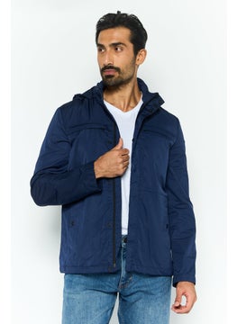 GEOX Men Brand Logo Hooded Jacket, Navy  - Image 1