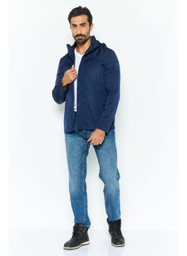 GEOX Men Brand Logo Hooded Jacket, Navy  - Image 3