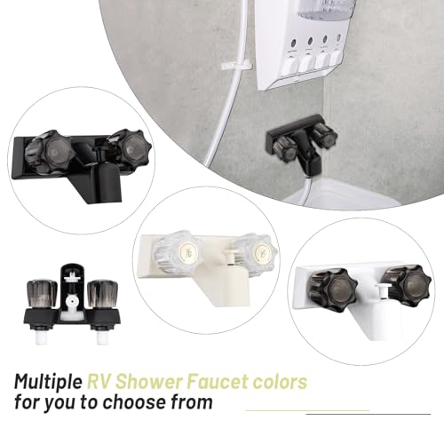 hansengroyi Black Dual-Handle RV Bathtub Faucet with Shower Diverter - Camper Van Outdoor and Inside Bathroom Shower - Image 5