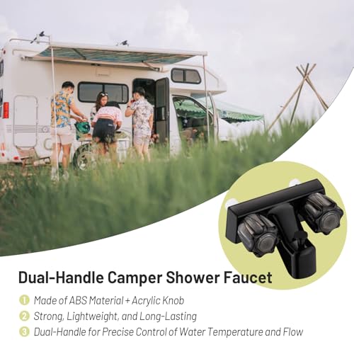 hansengroyi Black Dual-Handle RV Bathtub Faucet with Shower Diverter - Camper Van Outdoor and Inside Bathroom Shower - Image 4