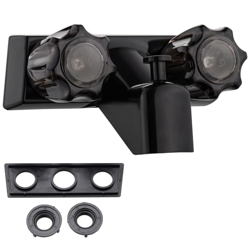 hansengroyi Black Dual-Handle RV Bathtub Faucet with Shower Diverter - Camper Van Outdoor and Inside Bathroom Shower - Image 1