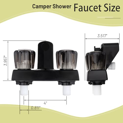 hansengroyi Black Dual-Handle RV Bathtub Faucet with Shower Diverter - Camper Van Outdoor and Inside Bathroom Shower - Image 2