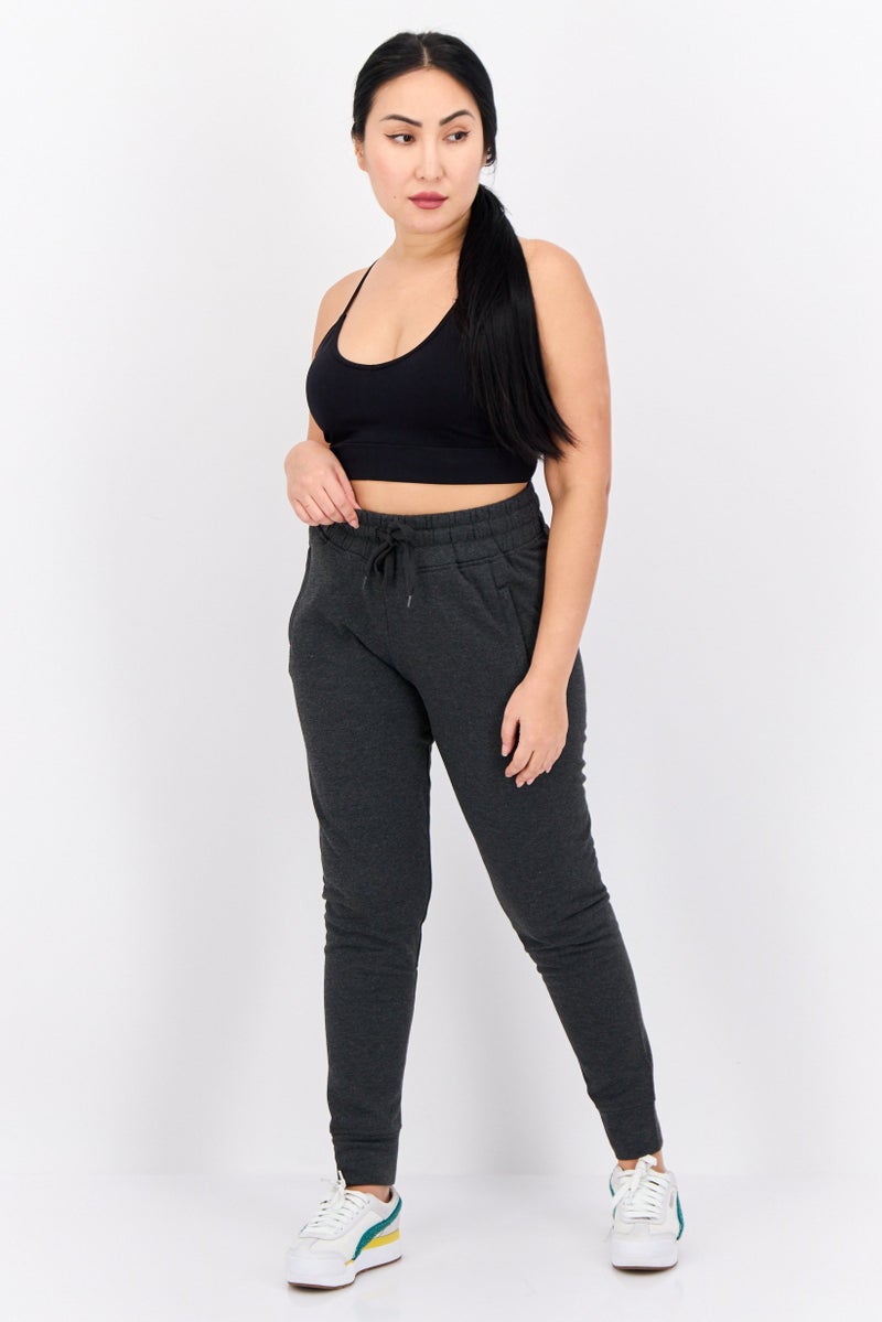 Hype Women Heather Drawstring Fleece Sweatpants, Heather Charcoal - Image 4