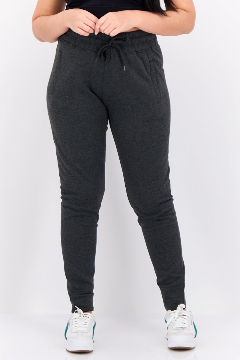 Hype Women Heather Drawstring Fleece Sweatpants, Heather Charcoal - Image 1
