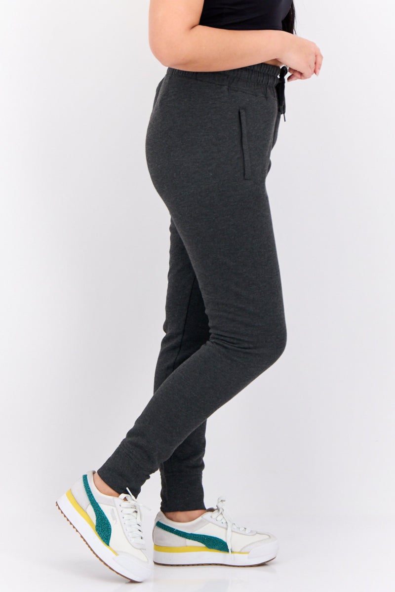 Hype Women Heather Drawstring Fleece Sweatpants, Heather Charcoal - Image 2