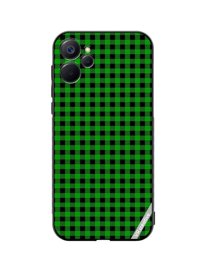 VR CREATIVE Protective Case Cover For Realme 9i 5G Green And Black Buffalo Plaid Texture Checkered Seamless Pattern Design Multicolour - Image 1