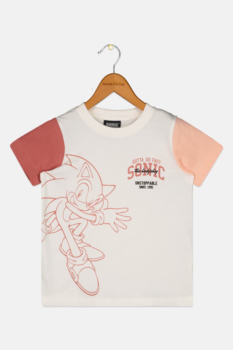 Sonic The Hedge Kids Boy Graphic Print T-Shirt, White - Image 3