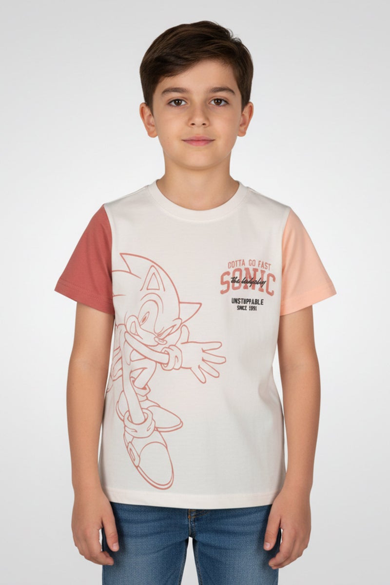 Sonic The Hedge Kids Boy Graphic Print T-Shirt, White - Image 1