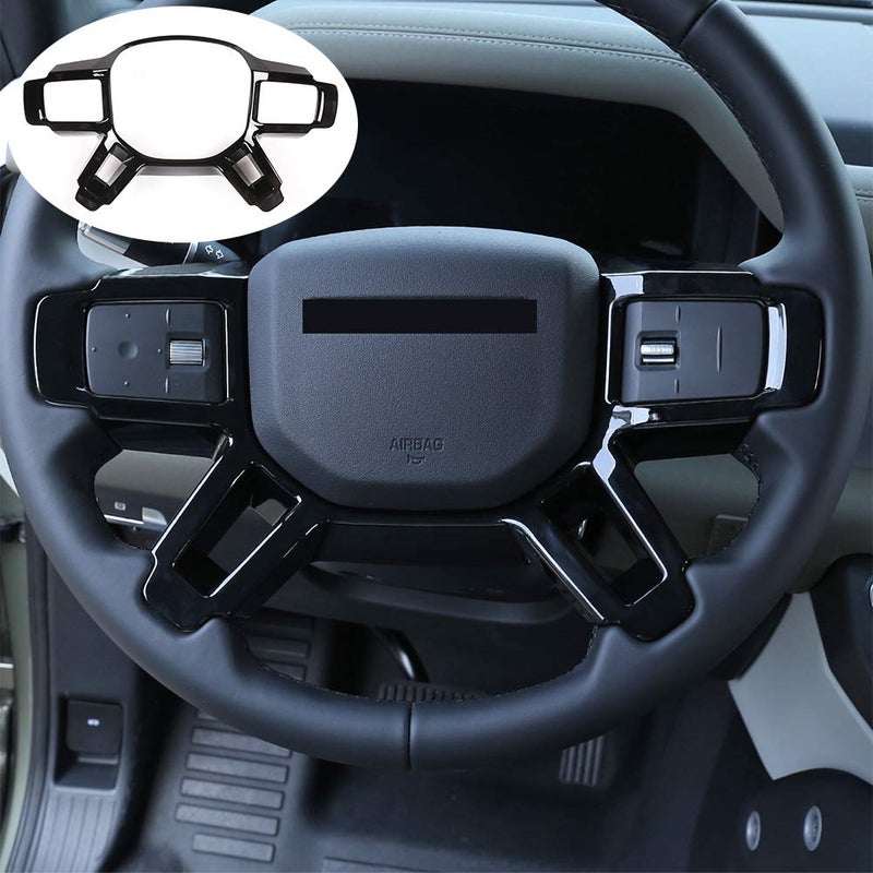 CHEYA for Land Rover Defender 110 2020 Accessories ABS Interior Steering Wheel Decoration Cover Trim Car Accessories Black