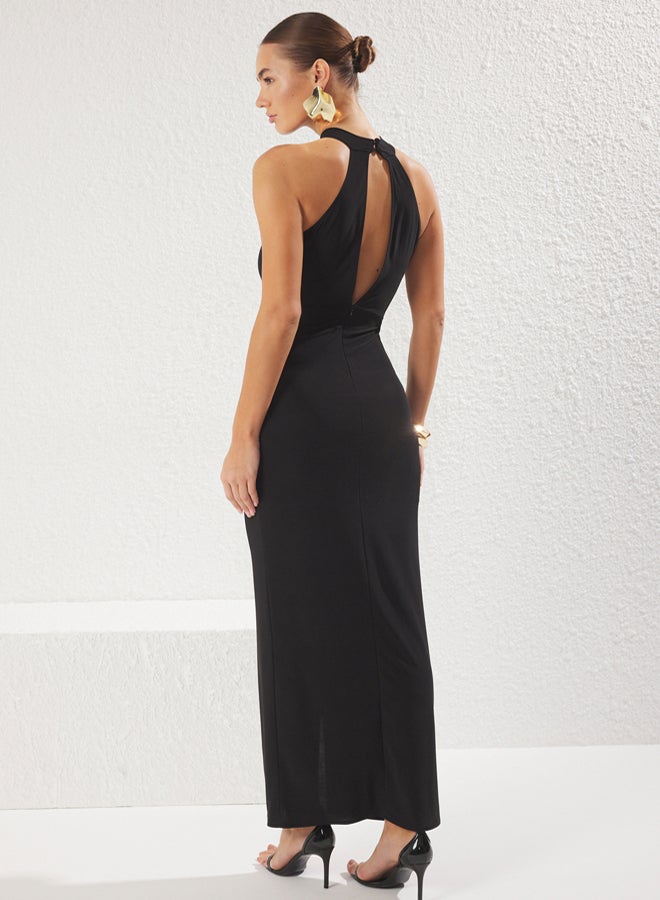 trendyol Black Accessory Detailed Knitted Long Stylish Evening Dress & Homecoming Dress - Image 4