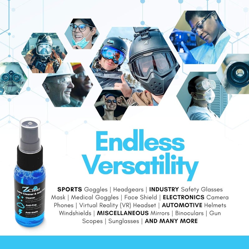 Z Clear Combo pack 1oz Anti Fog Spray & microfiber for Eye & Sunglasses - Anti Static Glass & Lens Cleaner - Remove and Repel Dirt & Dust - Fog Free Cleaning Spray for Glasses- 1oz spray and towel - Image 4