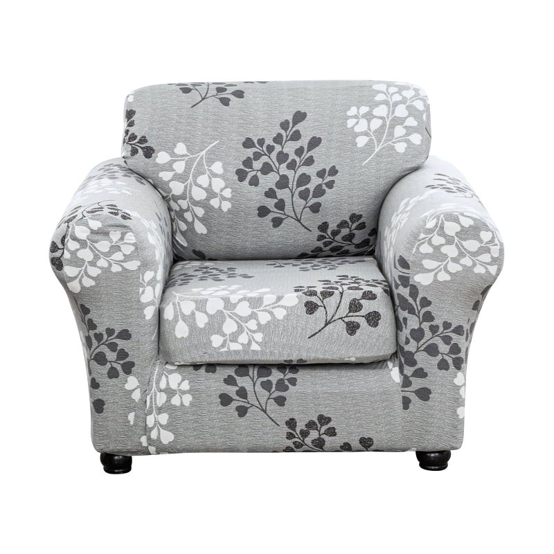 FUANGUI 2 Piece Chair Covers Stretch Arm Covers Chair Couch Covers, Armchair Slipcover with Separate Chair Cushion Cover, Floral Washable Chair Protector for Living Room (Armchair, Leaf Pattern) - Image 1