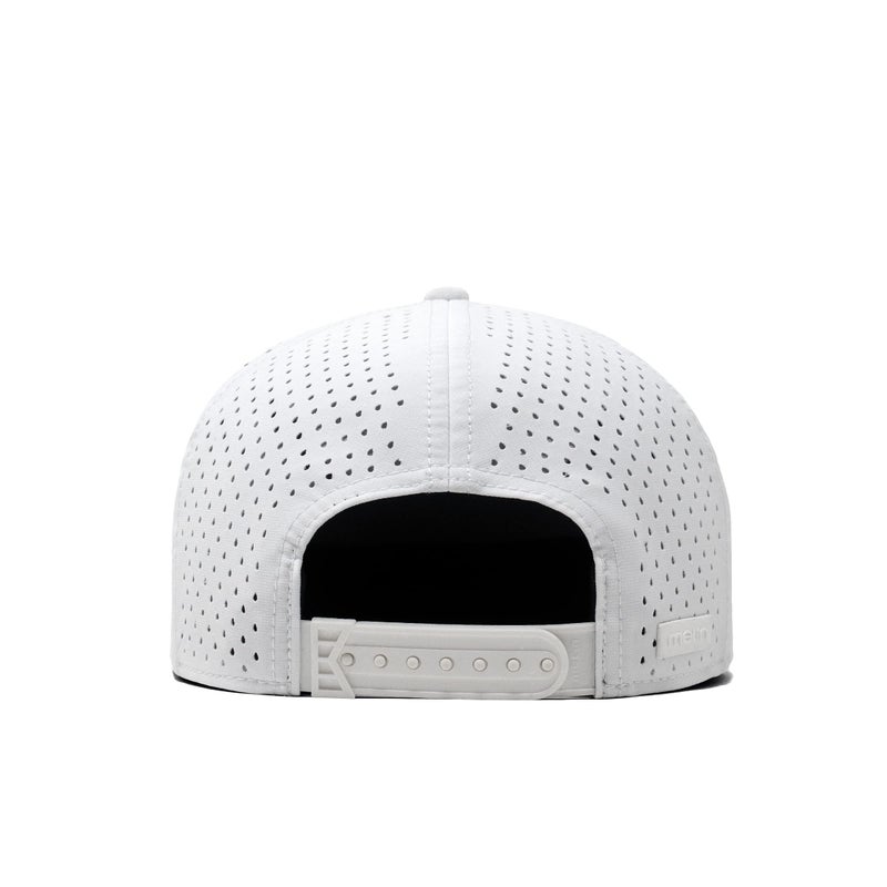 melin Trenches Icon Hydro, White, Men's Performance Snapback Hats, Water-Resistant Fitted Flat Bill Baseball Caps for Men & Women, Golf, Running, or Workout Hat, Medium-Large - Image 3
