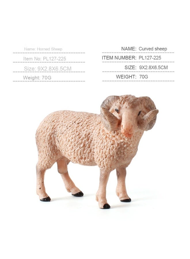 NIBEMINENT Realistic Farm Animal Models - Static Figurines of Bent-Horn Sheep, Rams, and Goats