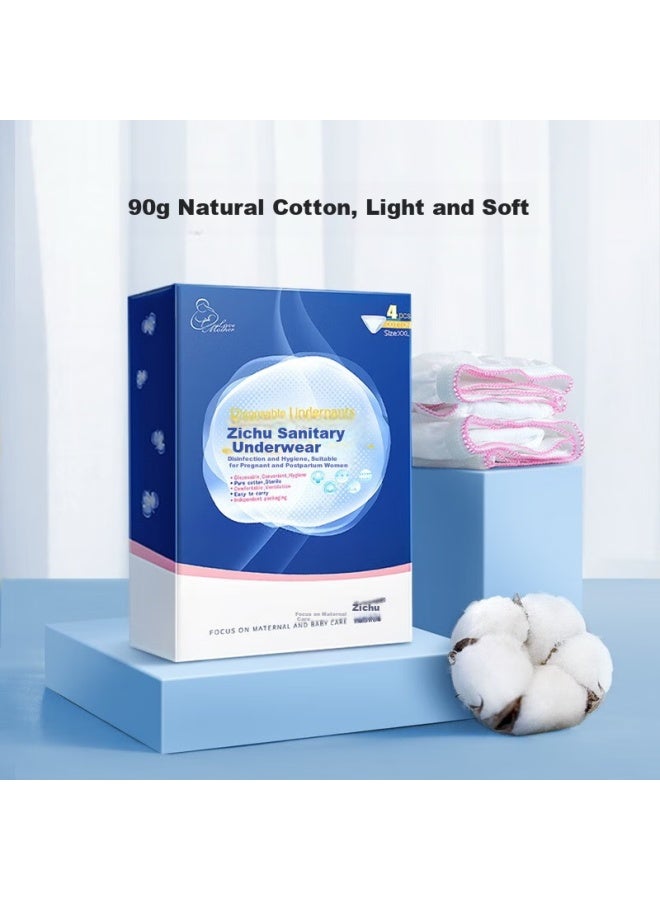 Matern'Ella Zichu Disposable Women's Underwear, Pure Cotton, No Washing Required, 8 Pieces, Xxl Size, For Postpartum Women, Menstruation, Travel, Business Trips - Image 5