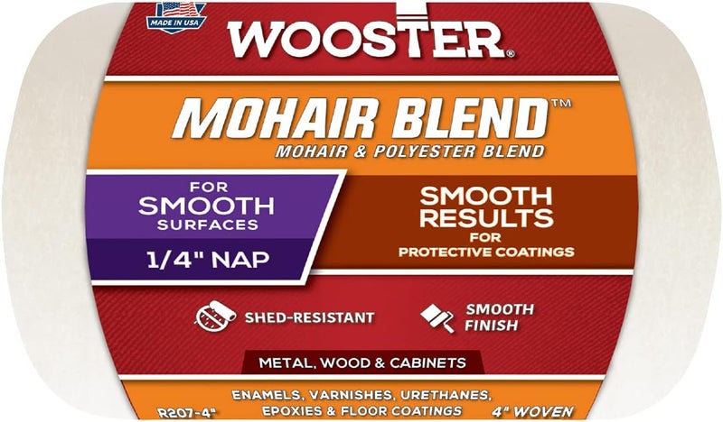 Wooster Brush R207-4 Mohair Blend Roller Cover with 1/4-Inch Nap, 4-Inch Size - Image 1