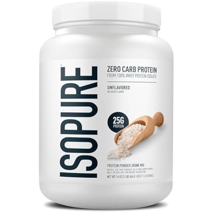 Isopure Zero Carb 100% Pure Whey Isolate Protein Powder, Lactose Free, Gluten Free, with Vitamins, Unflavored, 25g Protein Per Serving, 1 Lb, 16 Servings (Packaging May Vary) - Image 4