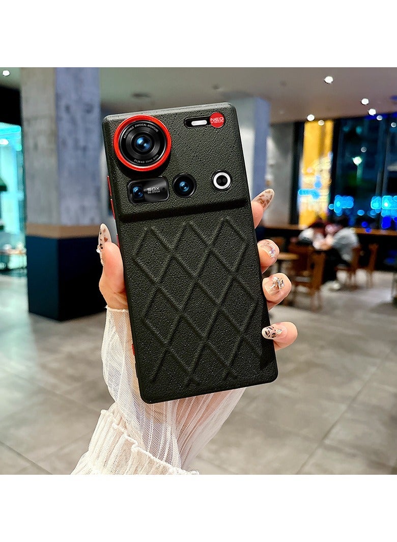 general Case for Nubia Z70S Ultra, vegan leather with diamond pattern, raised lens protection, airbag cushioning at the corners.