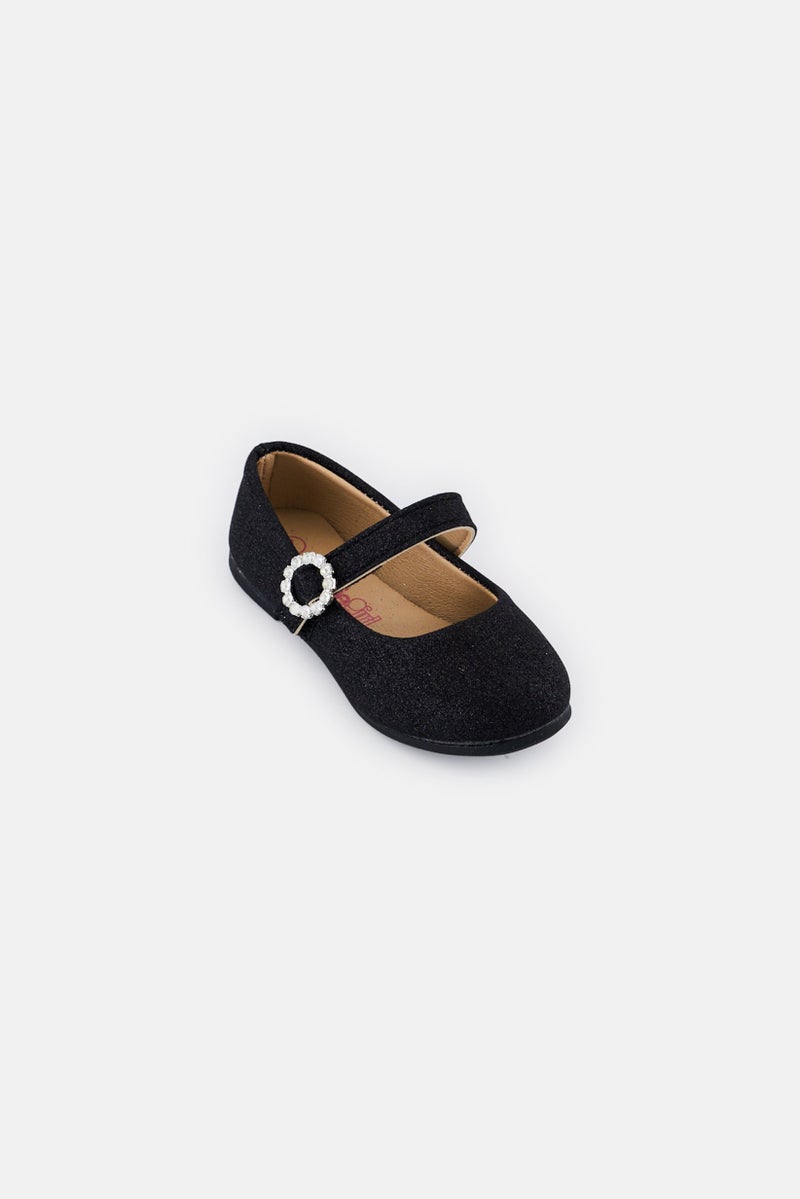 Kensie Girl Toddlers Girl Velcro Closure Glitter Shoes, Black  - Image 1