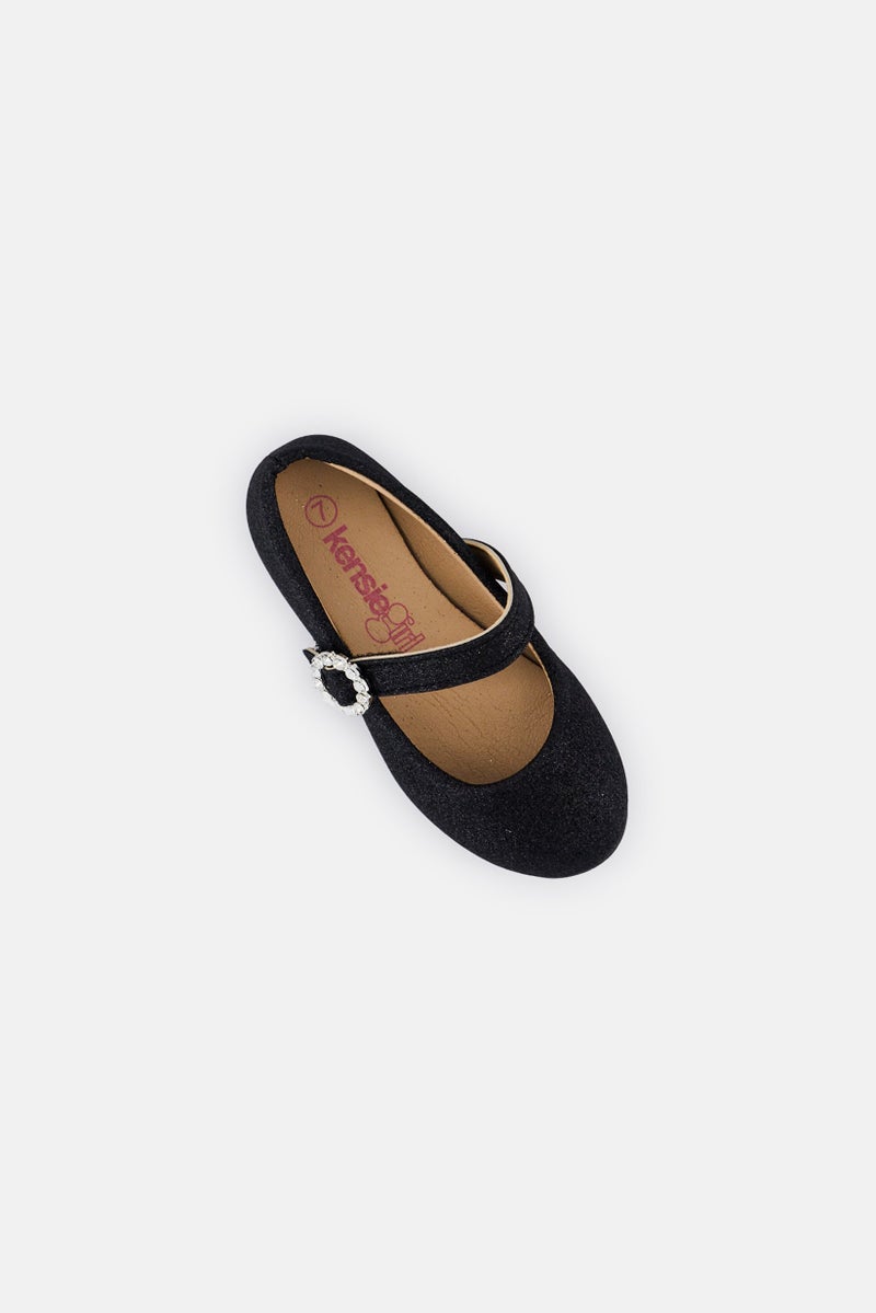 Kensie Girl Toddlers Girl Velcro Closure Glitter Shoes, Black  - Image 4