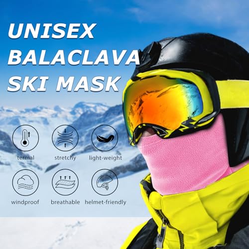 rooyvany Fleece Balaclava Ski Mask for Men&Women,Warm/Windproof/Lightweight Winter Face Mask for Skiing/Snowboarding/Cycling (Rose Red) - Image 2