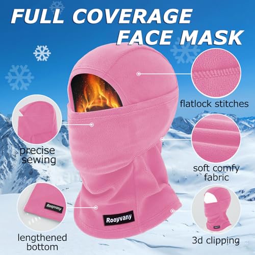 rooyvany Fleece Balaclava Ski Mask for Men&Women,Warm/Windproof/Lightweight Winter Face Mask for Skiing/Snowboarding/Cycling (Rose Red) - Image 3