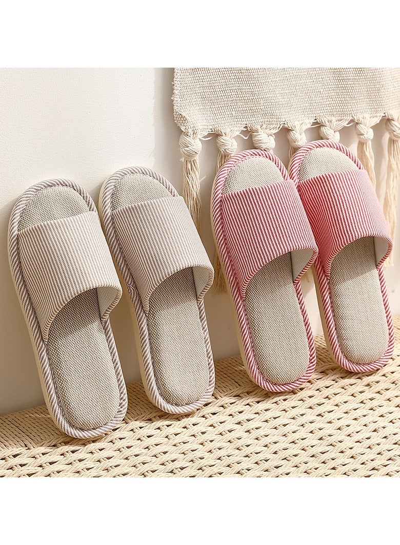 VIDSID Slippers for Women Men Linen Slippers Open Toe House Shoes Summer Sandals for Indoor Outdoor(Light Blue 36/37) - Image 3