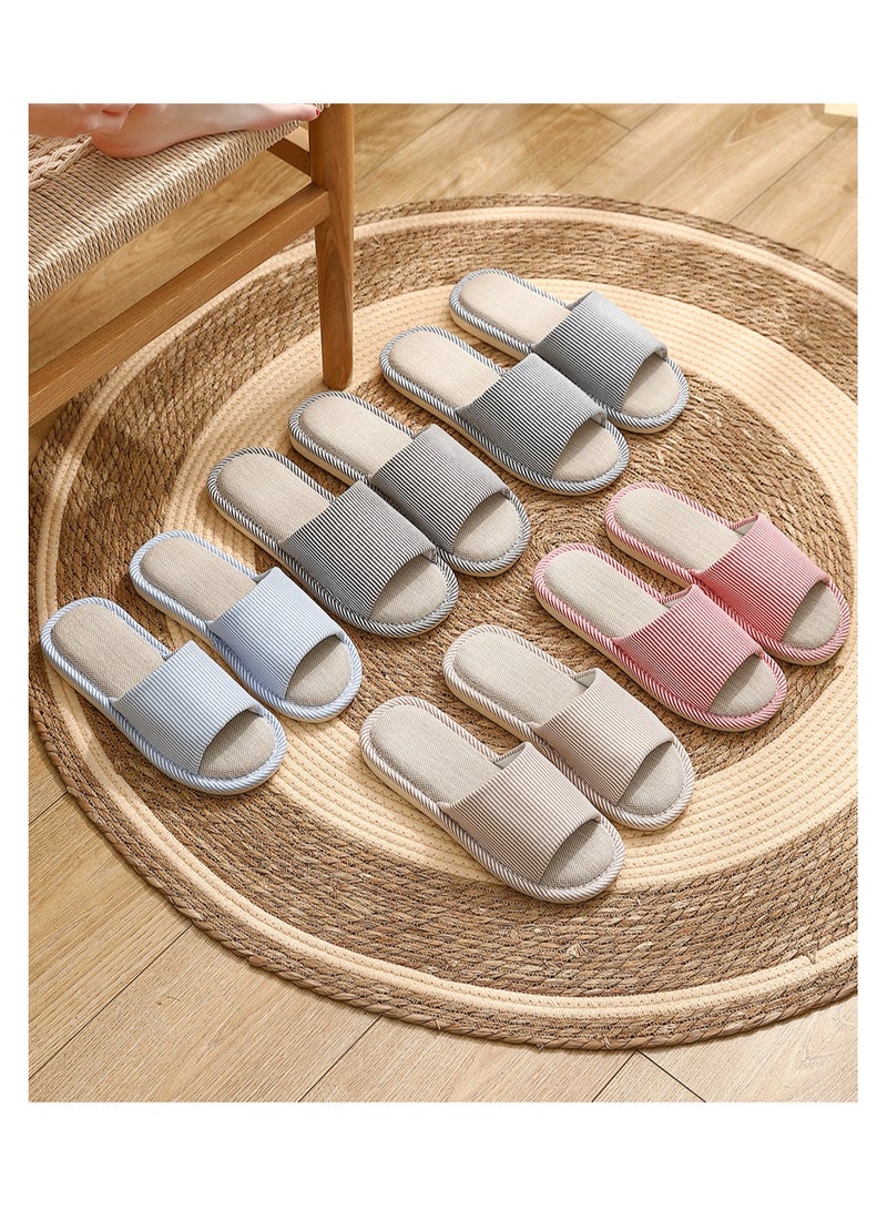 VIDSID Slippers for Women Men Linen Slippers Open Toe House Shoes Summer Sandals for Indoor Outdoor(Light Blue 36/37) - Image 2