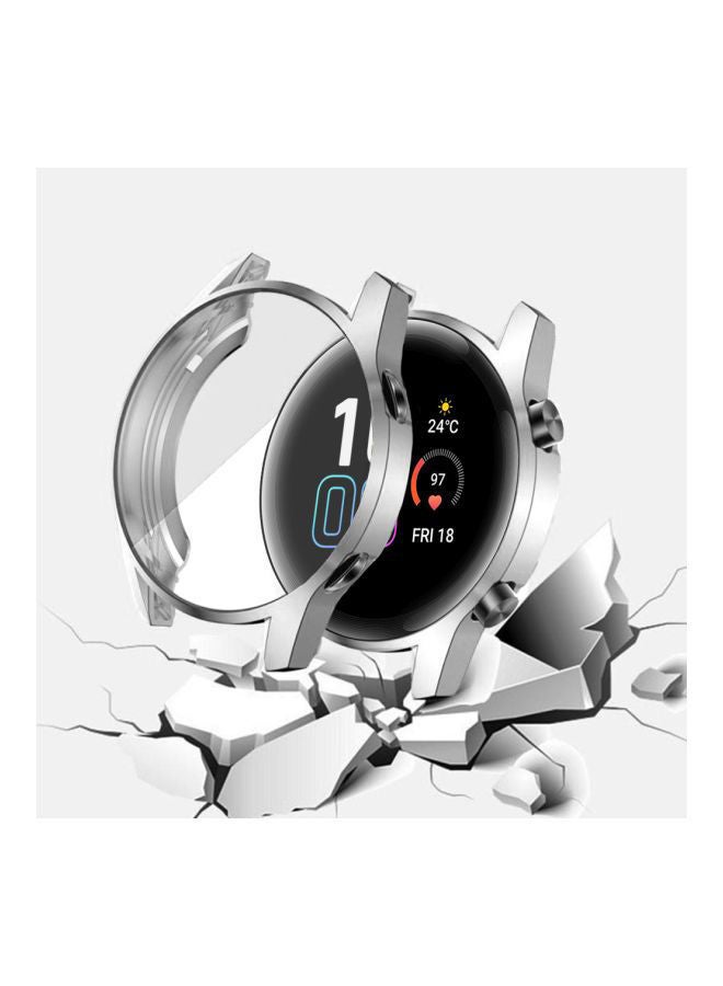 NIBEMINENT Protective Smartwatch Case For Huawei GT 2 42mm Silver/Clear  - Image 2
