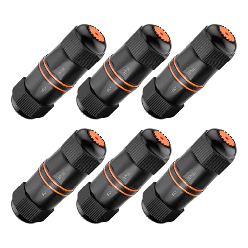 VCELINK CAT6A Waterproof Ethernet Coupler IP68 Short Profile, Female to Female Outdoor RJ45 Connector Shielded, Network Cable Extender 10Gbps for CAT6A/CAT6/CAT5E/CAT5 Cables 6-Pack, 3.23in - Image 1