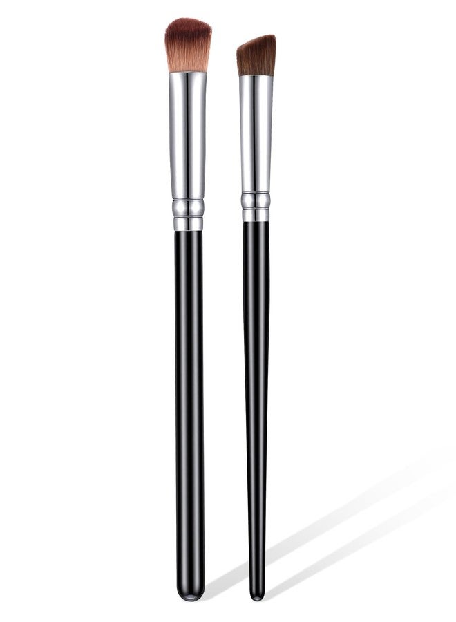 cobee 2 Pcs Concealer Brush Under Eye, Angled Concealer Brush Under Eye Small Brightening Brushes, Eyebrow Makeup Brushes For Foundation Liquid Cream Powder Precise Coverage Dark Circles - Image 1
