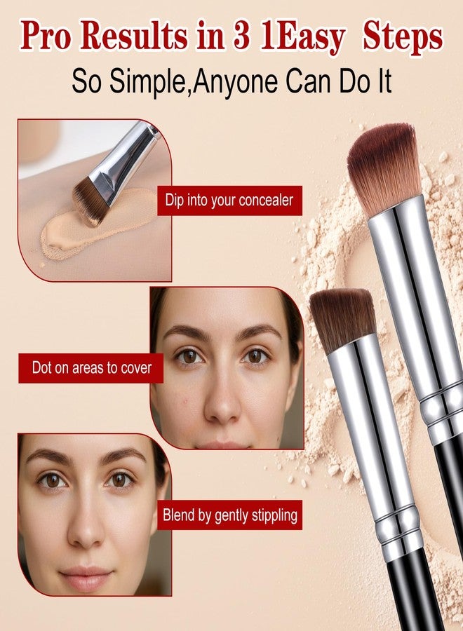 cobee 2 Pcs Concealer Brush Under Eye, Angled Concealer Brush Under Eye Small Brightening Brushes, Eyebrow Makeup Brushes For Foundation Liquid Cream Powder Precise Coverage Dark Circles - Image 5