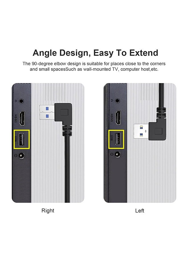 كابل تمديد USB، كابل بيانات USB 3.0 فائق السرعة ذكر إلى أنثى تمديد زاوية يسار ويمين (20 سم، 8 بوصة) - Image 5