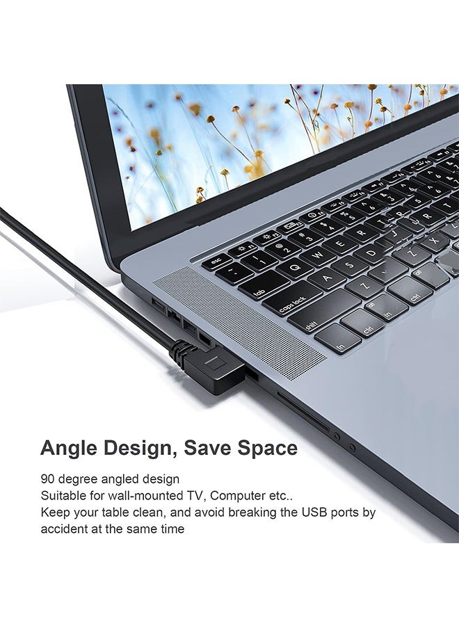 كابل تمديد USB، كابل بيانات USB 3.0 فائق السرعة ذكر إلى أنثى تمديد زاوية يسار ويمين (20 سم، 8 بوصة) - Image 4
