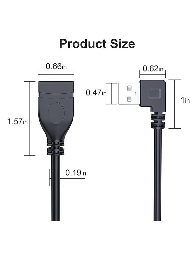 كابل تمديد USB، كابل بيانات USB 3.0 فائق السرعة ذكر إلى أنثى تمديد زاوية يسار ويمين (20 سم، 8 بوصة) - Image 2