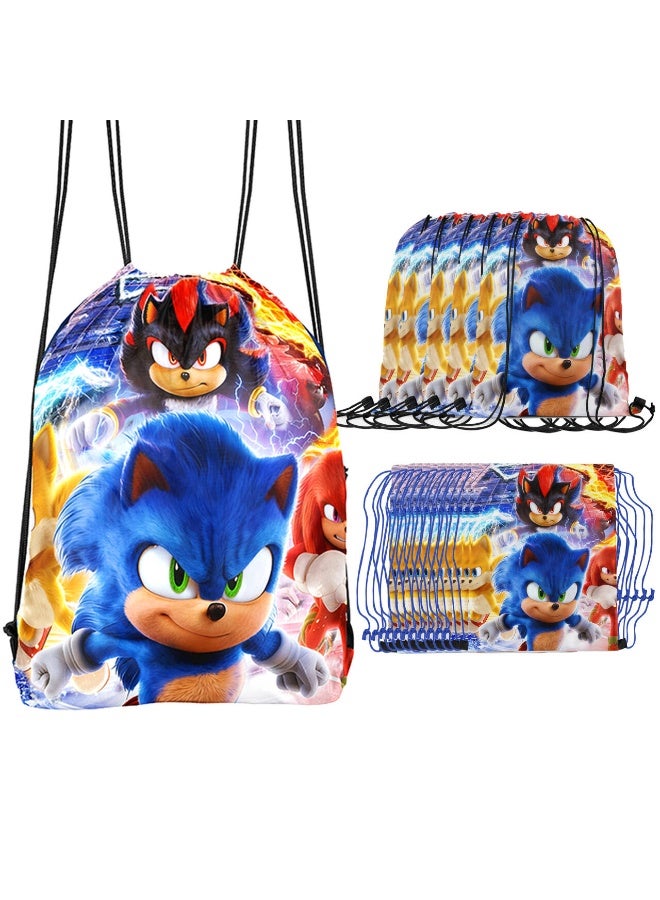 ILovhaprty Sonic Party Bags Party Favors, 12Pcs Sonic Drawstring Bag Set, Sonic Candy Bags, Suitable Sonic Party Decoration Supplies - Image 1