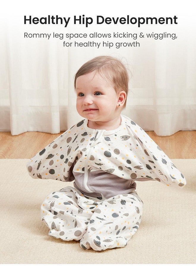 GROWNSY GROWNSY Transitional Swaddle Sleep Sack 3-6 Months, Starfish Design Baby Swaddle Sack, Dual-Zipper for Easy Diaper Changes, Proper Hip Development & Openable Foot Button, 12-20lbs, Space Tourism  - Image 4