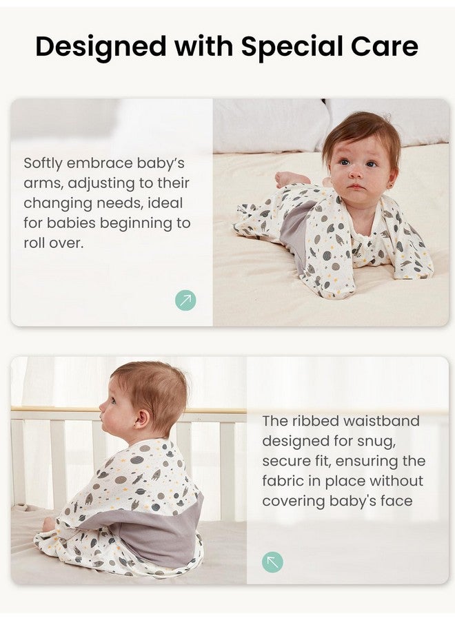 GROWNSY GROWNSY Transitional Swaddle Sleep Sack 3-6 Months, Starfish Design Baby Swaddle Sack, Dual-Zipper for Easy Diaper Changes, Proper Hip Development & Openable Foot Button, 12-20lbs, Space Tourism  - Image 5