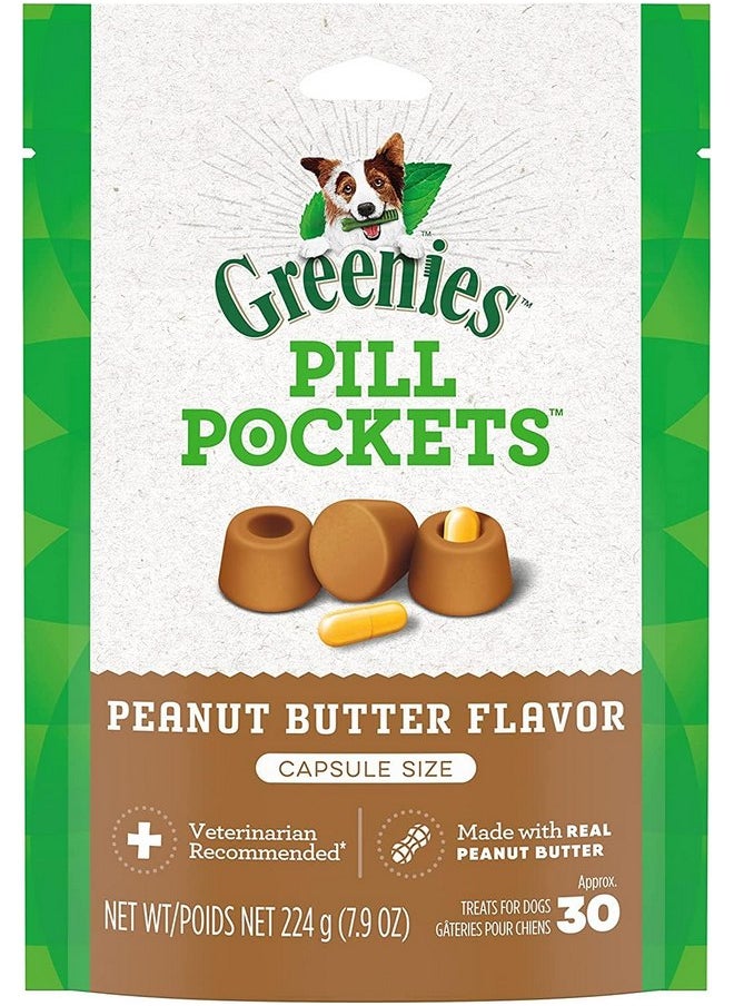 Greenies Greenies 3 Pack of Capsule Size Pill Pockets Natural Dog Treats, 7.9 Ounces each, Peanut Butter Flavor  - Image 1