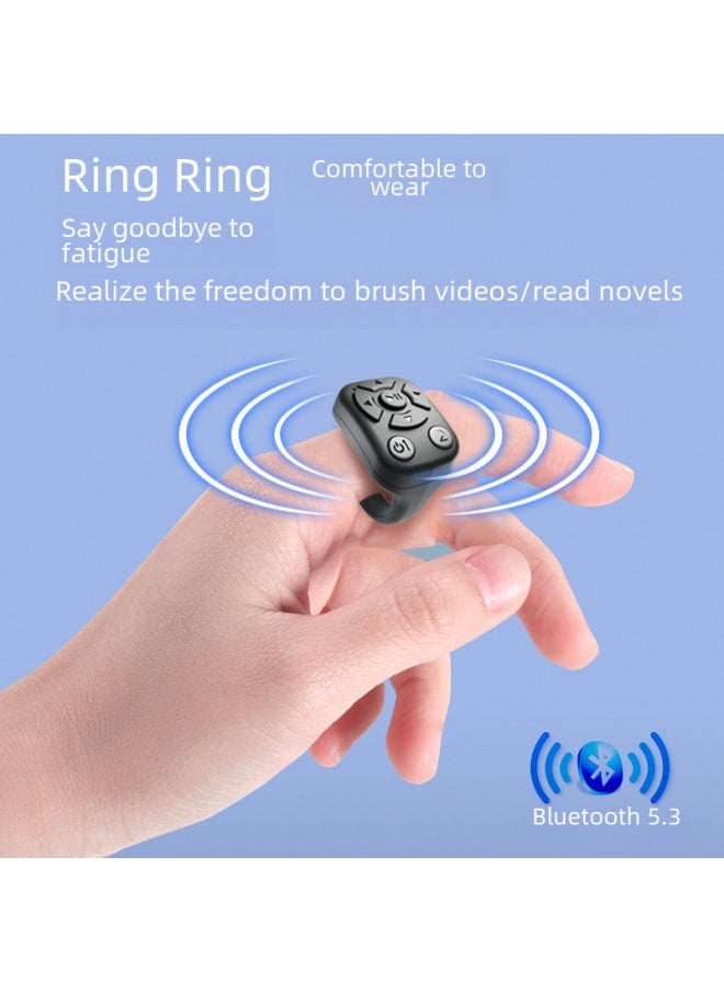 J6 Multi-function Ring Remote Control TikTok Flip Remote Photo Recording Video Ring 7 Key Bluetooth Controller-Color:J6 Fingertip Remote Control Black (english Box) - Image 3