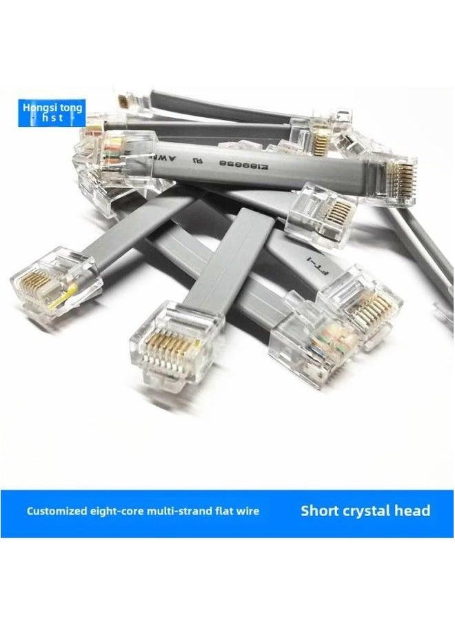 Generic 8-core Flat Network Cable 8P8C Eight-core Multi-strand Short Crystal Head Cable-Color:Black-Line Length:1 M 