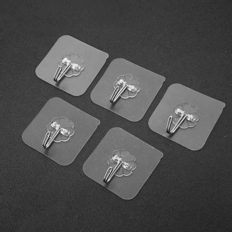 Seamless Adhesive Wall Hooks No-Drill Frame Hangers 30 silk thin transparent hook [running volume]]