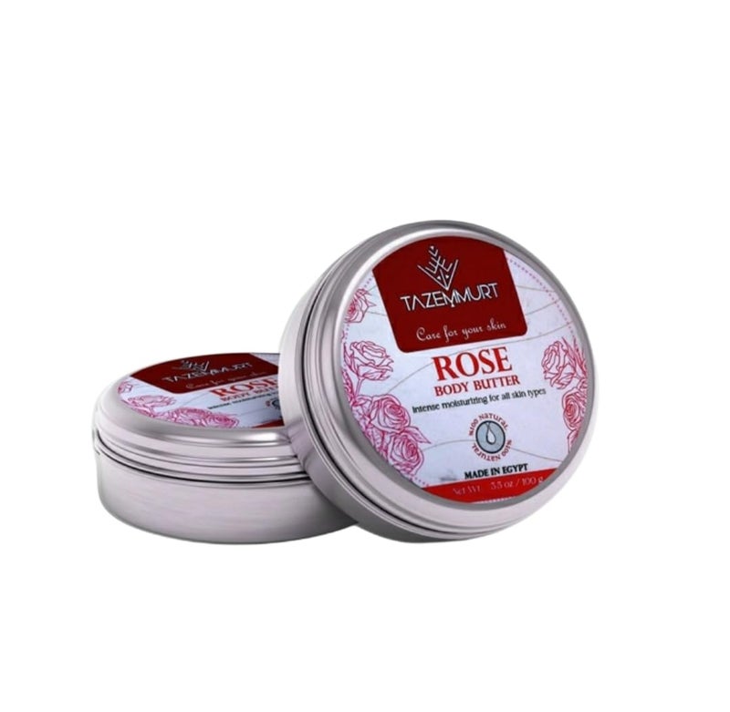 Rose Body Butter 100g – Deep Moisturizing & Nourishing Cream – Rose Infused Body Butter for Soft & Smooth Skin – Made in Egypt