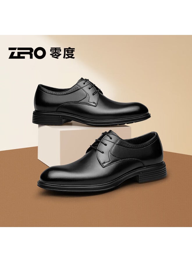 Lingdu Zero Leather Shoes, New Soft Texture, Daily Business Formal Shoes, Comfortable Lightweight Business Shoes For Men, Black, Size 40