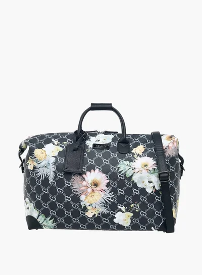 Celeste Men Floral Print Duffle Bag with Detachable Strap and Zip Closure